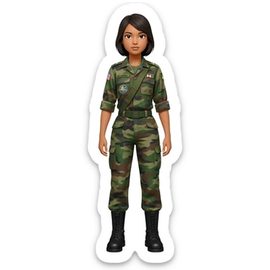Filipino female soldier bdu 1990s with black combat boots without wearing bandolier sticker