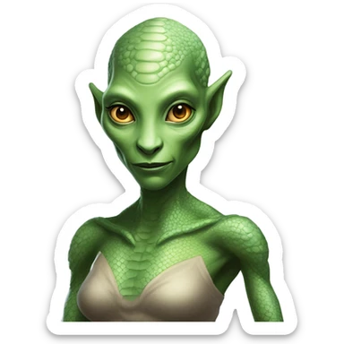 a reptilian alien woman full body sticker
