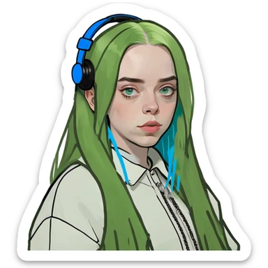 Billie eilish blue eyes long hair sticker