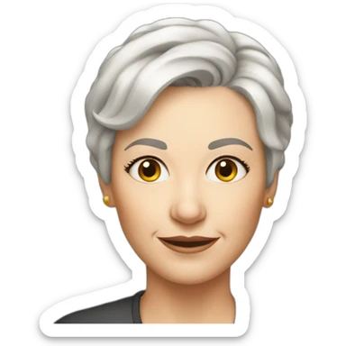 Older white women short cropped hair, hair sticker