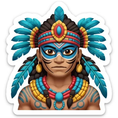 face full maya masked tradational mayan warrior half boudy sticker