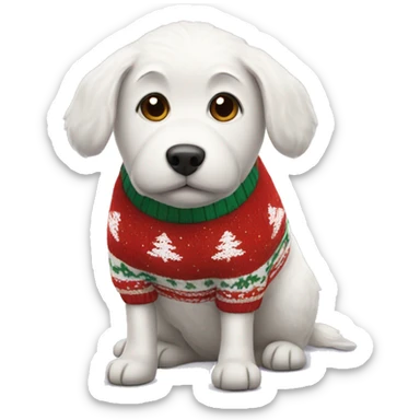white dog with christmas sweater sticker