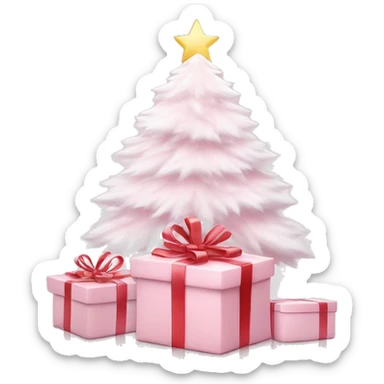 Light pink Christmas gifts under a white Christmas tree  sticker