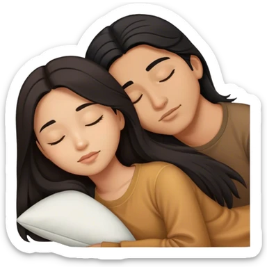 Caramel brown latino Guy with long black hair sleeping with brown hair Filipina sticker