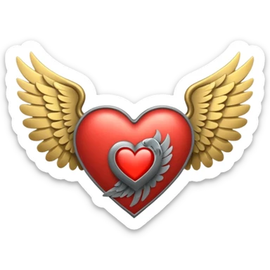 grisgray heart with wings  sticker