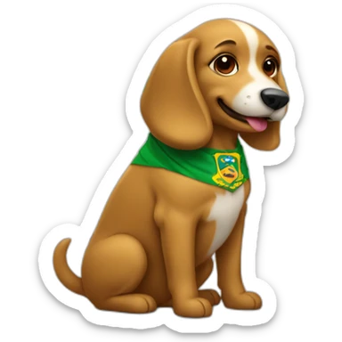 a caramel dog holding a brazilian flag sticker