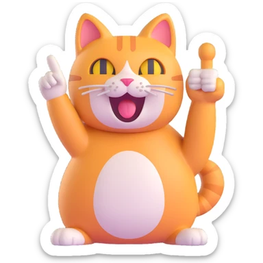 cat holding up its middle finger, 3D emoji style, playful and cheeky sticker