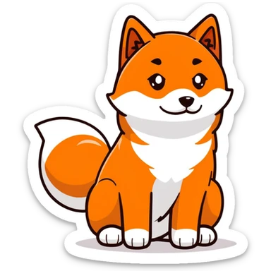 black Shiba Inu dog with fox-like appearance and curled tail sticker