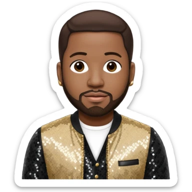 Wanya Morris from Boyz II Men with dark brown hair, black sequin outfit sticker