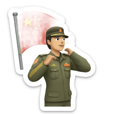 salute with chinese flag sticker