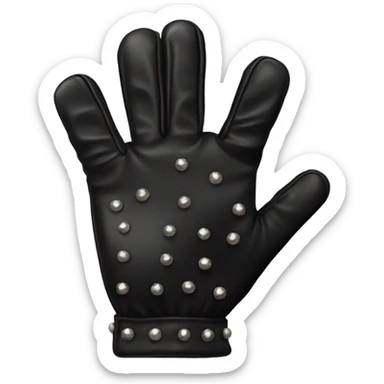 black studded leather glove with a face sticker