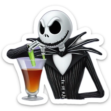 Jack skellington drinking  shots sticker