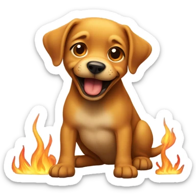 Dog pooping fire sticker