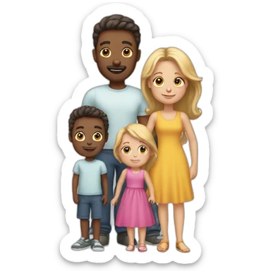 White Family with 3 kids sticker