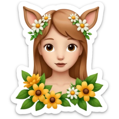 Adult Cute human like fawn with flowers sticker
