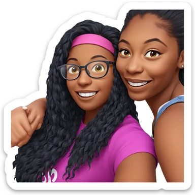 girls smiling together with glasses sticker