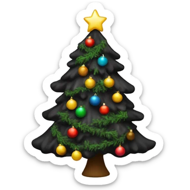 Black decorated Christmas tree  sticker