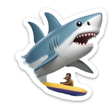 Shark riding a wave sticker