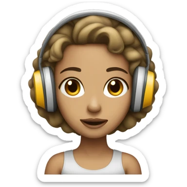 A light skin girl listening to music  sticker