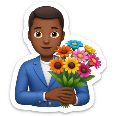 Black Male hand give a bogue of flowers sticker