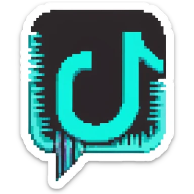 TikTok logo with black and turquoise glitch effect sticker