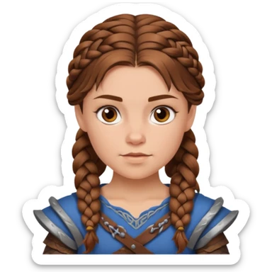 Girl viking brown hair sticker