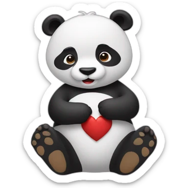 À panda forming a heart with his hands sticker