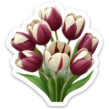 bouquet of burgundy tulips with bow  sticker