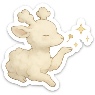 vanilla-colored cloud doe blowing a kiss with sparkles, soft and dreamy sticker