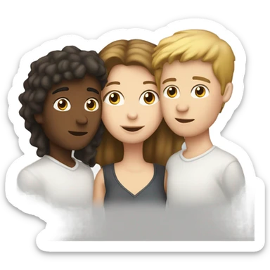 three people kissing two white boys one white girl sticker