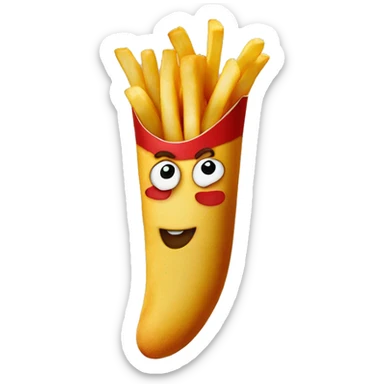 french fry in the shape of a smiley face  sticker