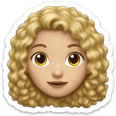 caucasian girl with dark curly hair sticker