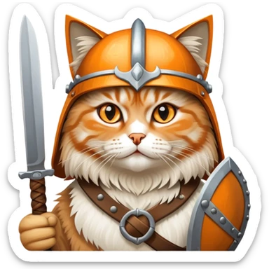 Cure siberian cat viking with knife sticker
