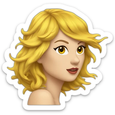 Taylor swift avec une robe jaune et les cheveux dans le vent sticker