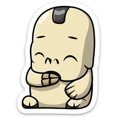 sigma moai skull doing shush pose sticker