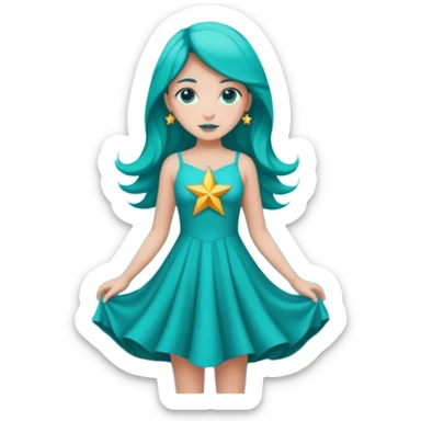 star wearing a turquoise dress shaped into a real star not a human sticker