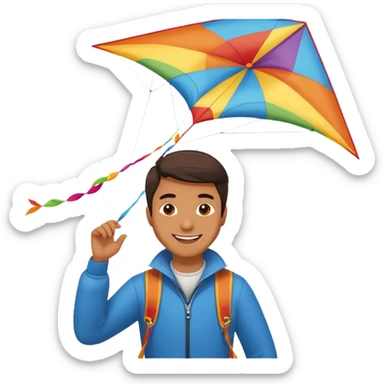 man with kite,Kite Flyers, big kite. sticker