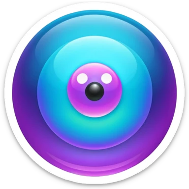 Magic glowing neon-Cyan-purple-gradient iridescent exotic magical glossy glassy 8-ball sticker