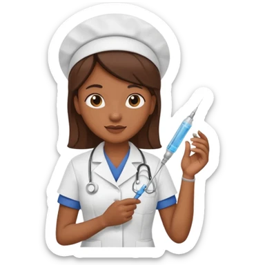 brown skin nurse holding vaccination needle sticker
