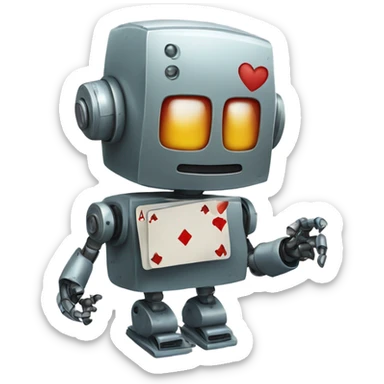 robot playing cards sticker