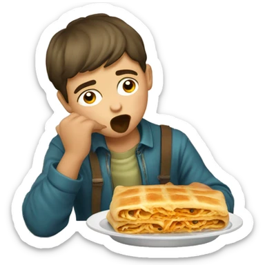 Bulgarian boy eating banitza sticker