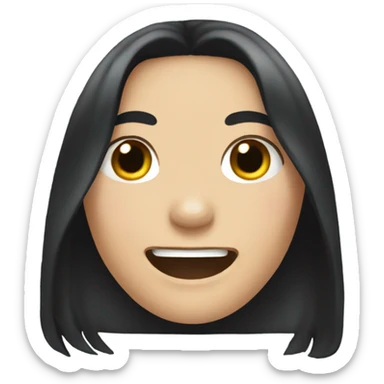 White woman with long black hair crying laughing  sticker