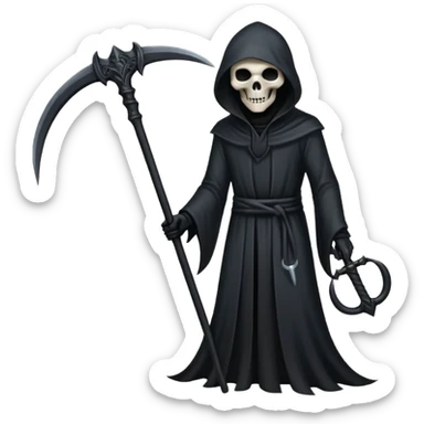 Shadow Scythe for grim reaper with black aura and the scythe must be black and straight in the handle with no additional things sticker