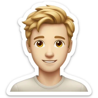 confident smiling boy pale skin light brown hair portrait colorful sticker