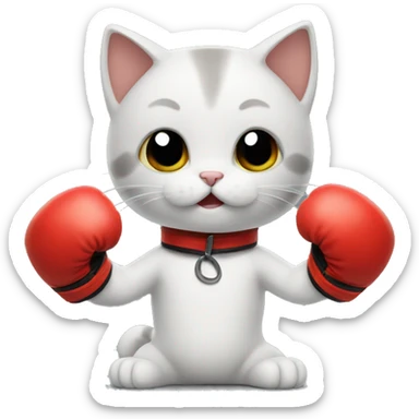 kitten with boxing gloves sticker