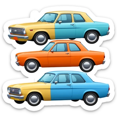 group of four Ford cars emoji style sticker