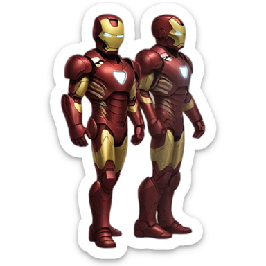 Iron man standing with it's all suits sticker