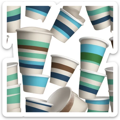 Paper cup with a green blue and brown lines on it, with no lid sticker