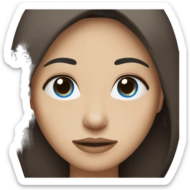 A woman with white skin, blue eyes, and long straight dark brown hair. sticker
