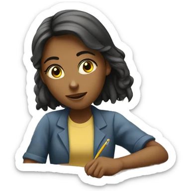 a teenager girl taking an exam sticker